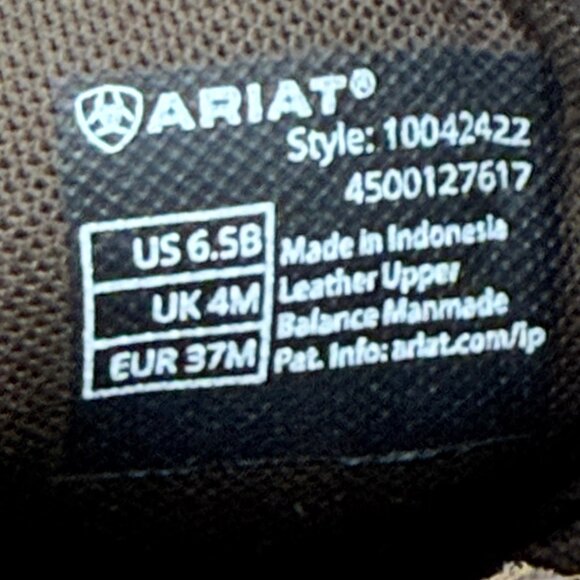 NWOB Ariat Womens Brown Leather Western Shortie Boots US 6.5B Oil/Slip Resistant - Picture 11 of 13